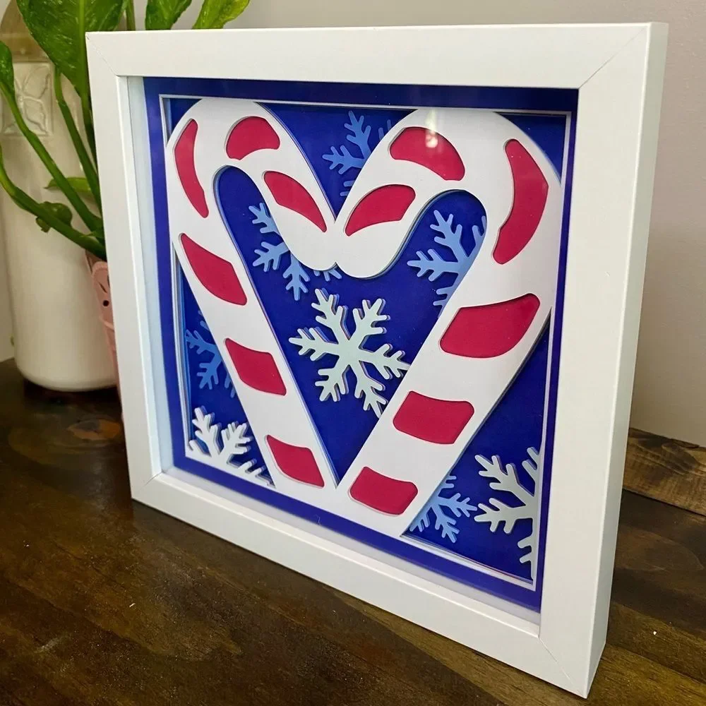 3D Candy Canes Christmas Shadowbox